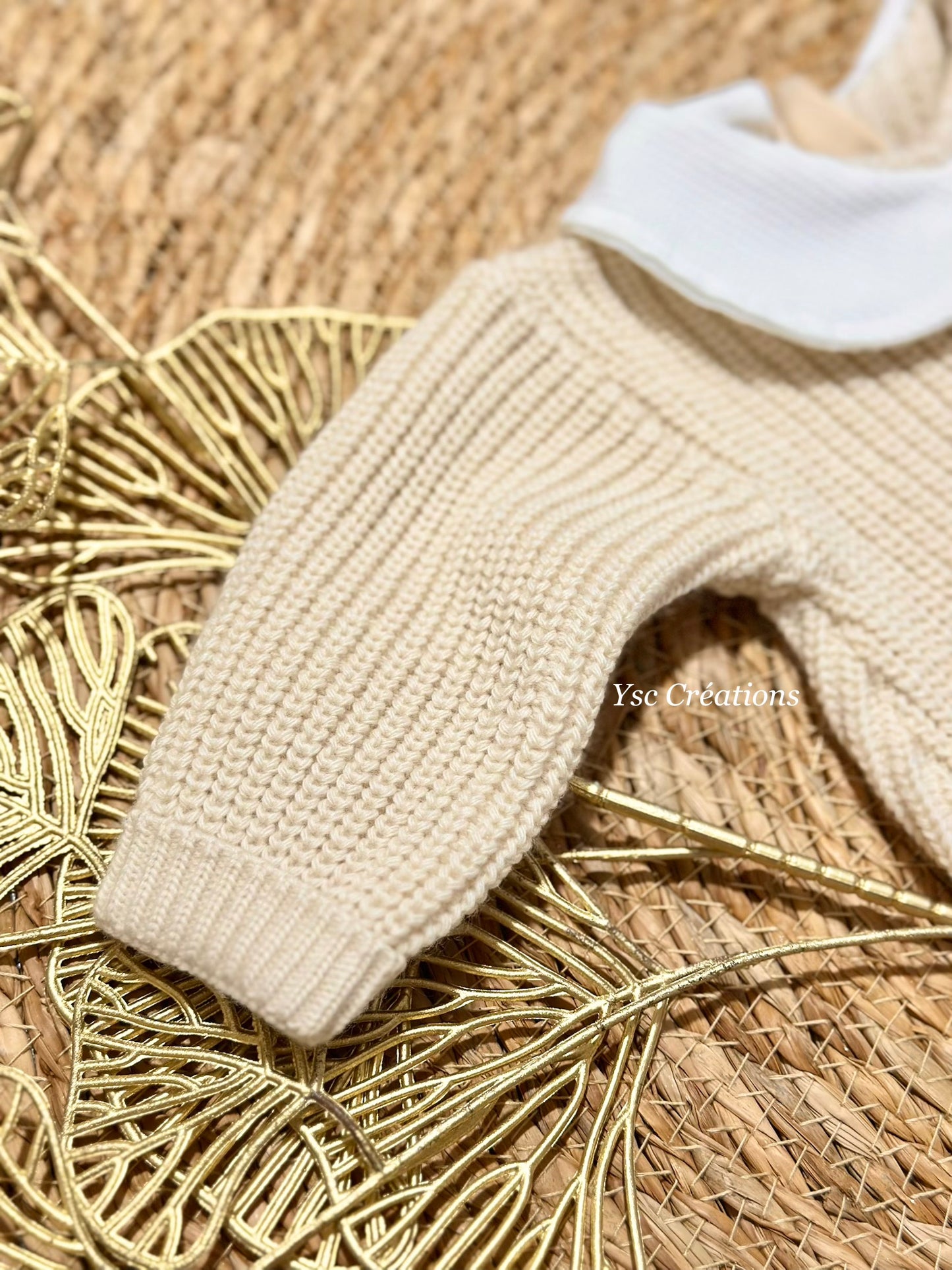 Ensemble maille bébé personnalisé – Tenue, chaussons & bonnet