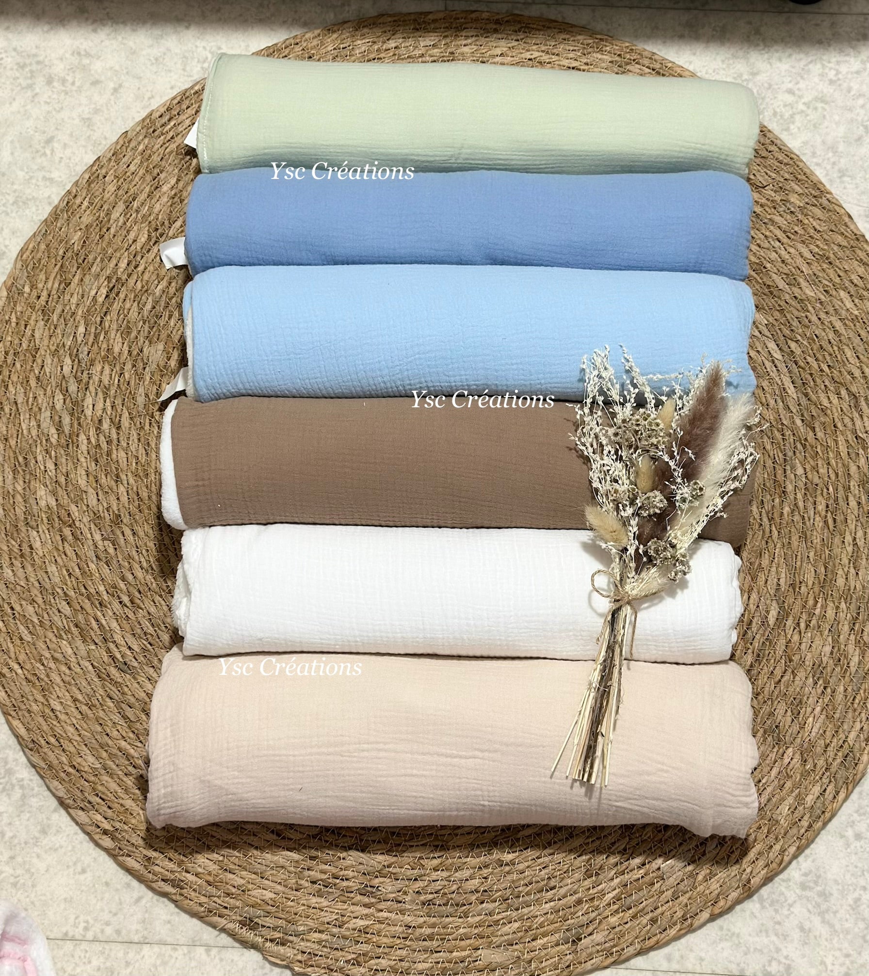 couverture bébé personnalisée en gaze de coton – différents coloris