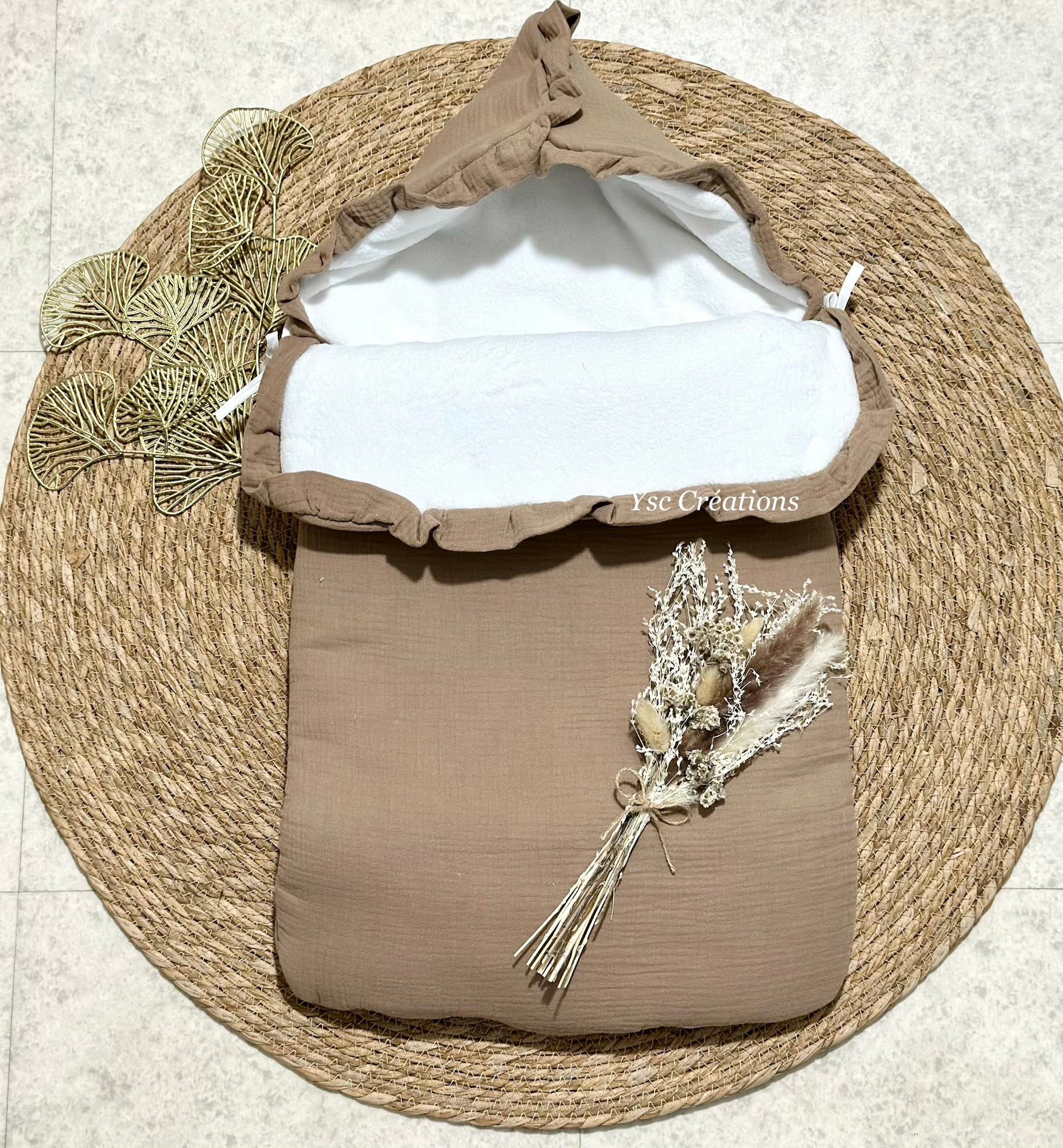 nid d’ange bébé personnalisé coloris marron