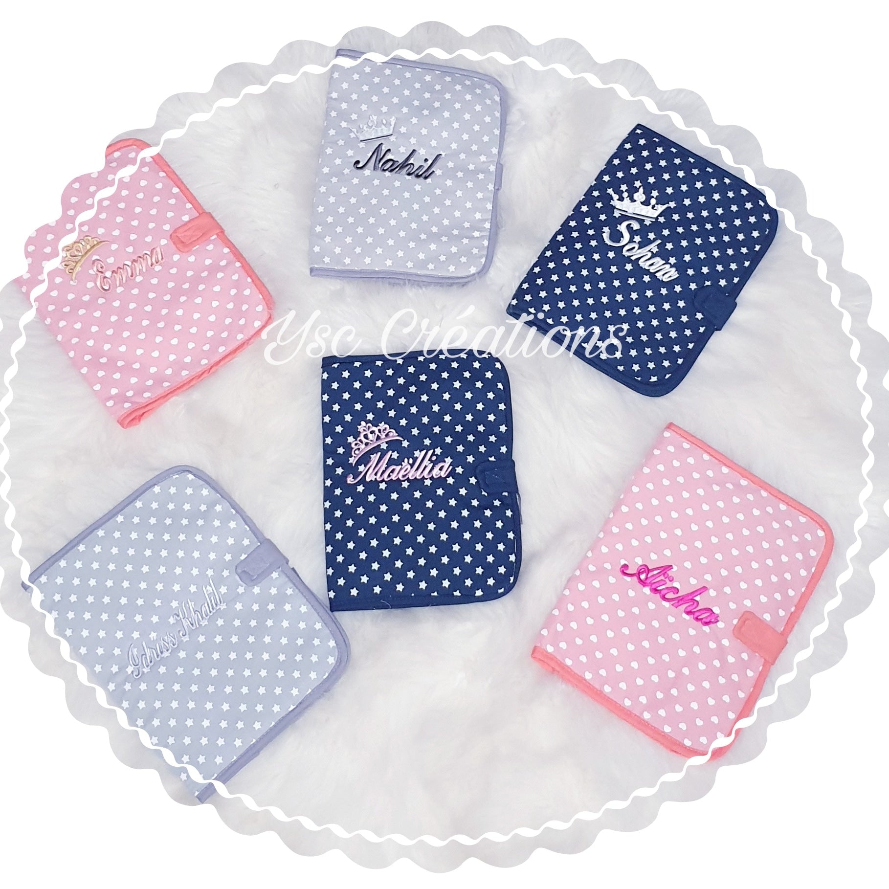 Protège carnet de santé personnalisé pour bébé avec broderie du prénom